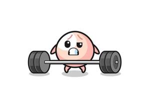 cartoon of meatbun lifting a barbell vector