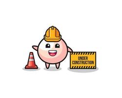 illustration of meatbun with under construction banner vector