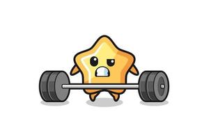 cartoon of star lifting a barbell vector