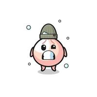 cute cartoon meatbun with shivering expression vector