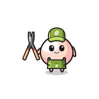 cute meatbun as gardener mascot vector