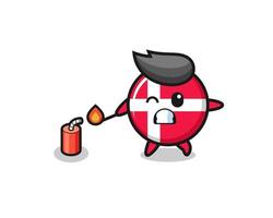 denmark flag mascot illustration playing firecracker vector