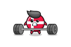 cartoon of denmark flag lifting a barbell vector