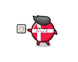 cartoon denmark flag is turning off light vector