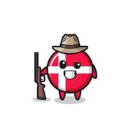 denmark flag hunter mascot holding a gun vector