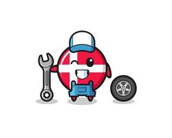 the denmark flag character as a mechanic mascot vector