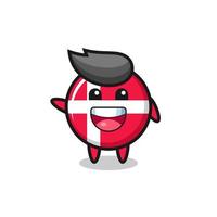 happy denmark flag cute mascot character vector