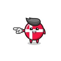 denmark flag cartoon with pointing left gesture vector