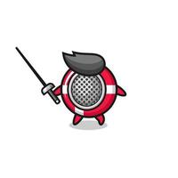 denmark flag earth cartoon as fencer mascot vector