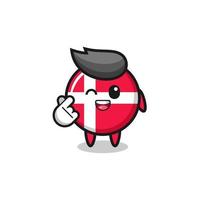 denmark flag character doing Korean finger heart vector