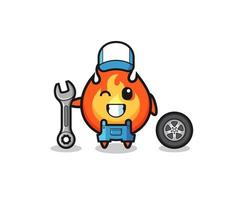 the fire character as a mechanic mascot vector