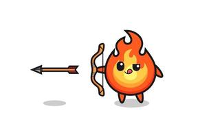 illustration of fire character doing archery vector