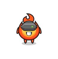 cute fire using VR headset vector