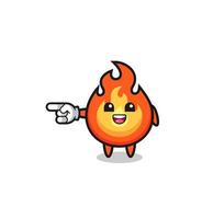 fire cartoon with pointing left gesture vector