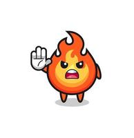 fire character doing stop gesture vector