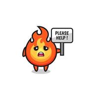 cute fire hold the please help banner vector