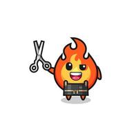 fire character as barbershop mascot vector