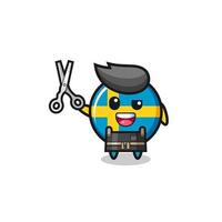 sweden flag character as barbershop mascot vector