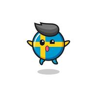 sweden flag character is jumping gesture vector