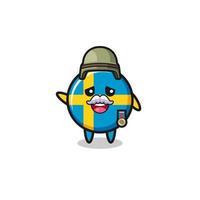cute sweden flag as veteran cartoon vector