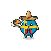 sweden flag Mexican chef mascot holding a taco vector