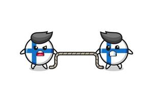 cute finland flag character is playing tug of war game vector