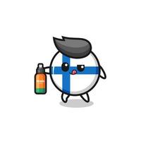 cute finland flag holding mosquito repellent vector