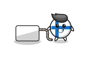 finland flag cartoon is pulling a banner vector