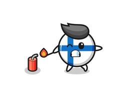 finland flag mascot illustration playing firecracker vector