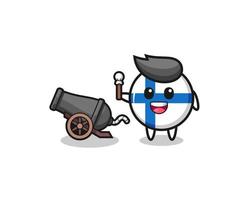 cute finland flag shoot using cannon vector
