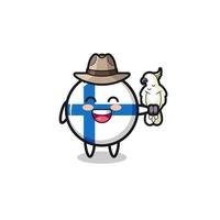 finland flag zookeeper mascot with a parrot vector