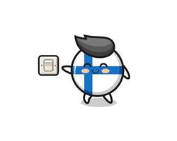 cartoon finland flag is turning off light vector