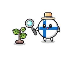 cute finland flag herbalist researching a plants vector