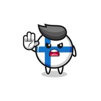 carácter de la bandera de finlandia haciendo gesto de parada vector