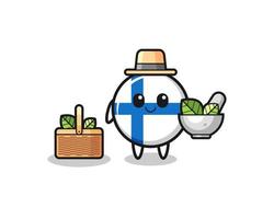 finland flag herbalist cute cartoon vector