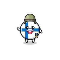 Linda bandera de Finlandia como caricatura de veterano vector