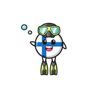 the finland flag diver cartoon character vector