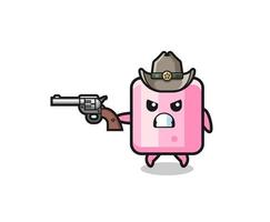 el vaquero de malvavisco disparando con una pistola vector