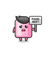 cute marshmallow hold the please help banner vector