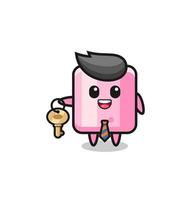 cute marshmallow as a real estate agent mascot vector