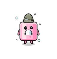 cute cartoon marshmallow with shivering expression vector