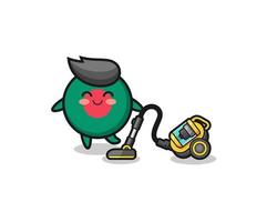 cute bangladesh flag holding vacuum cleaner illustration vector