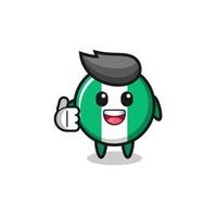 nigeria flag mascot doing thumbs up gesture vector