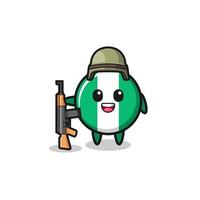 cute nigeria flag mascot as a soldier vector