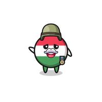 cute hungary flag as veteran cartoon vector