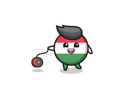 cartoon of cute hungary flag playing a yoyo vector