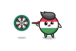 cute hungary flag is playing dart vector