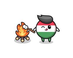 hungary flag character is burning marshmallow vector