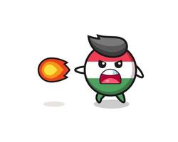 cute hungary flag mascot is shooting fire power vector