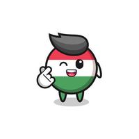 hungary flag character doing Korean finger heart vector